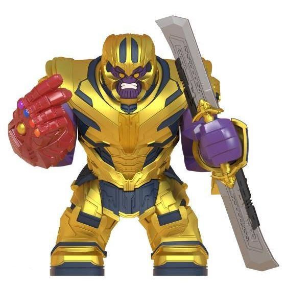 Thanos LEGO minifigure
cosmic titan custom figure
infinity gauntlet inspired toy
fan made marvel villain minifig
gold armored villain LEGO
space warlord minifigure
LEGO compatible villain figure