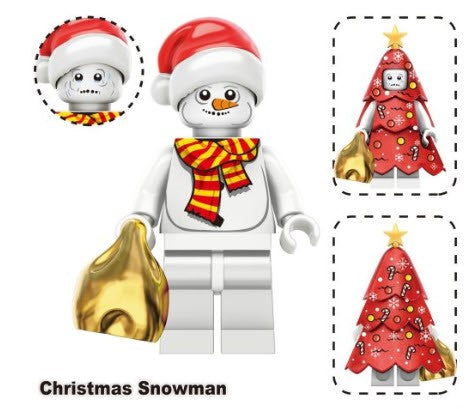 Christmas Snowman Custom LEGO Minifigure with Top Hat, Carrot Nose, and Scarf – High-Quality ABS Plastic, LEGO-Compatible Fan Product