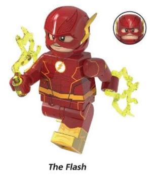 The Flash GH0247 Custom LEGO Minifigure in Red Suit with Lightning Bolt Details, High-Quality ABS Plastic, LEGO-Compatible Fan Product