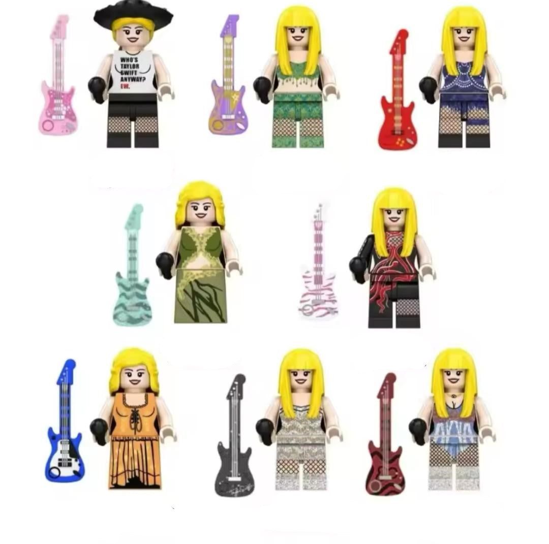 Taylor Swift Custom LEGO Minifigure Set of 8 Featuring Iconic Eras, High-Quality ABS Plastic – Fan-Based Product for Swifties