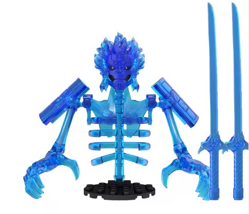 Susanoo LEGO minifigure, anime guardian custom figure, blue spirit samurai minifig, Naruto inspired minifigure, fan-made anime brick toy, armored energy minifig, LEGO compatible anime figure