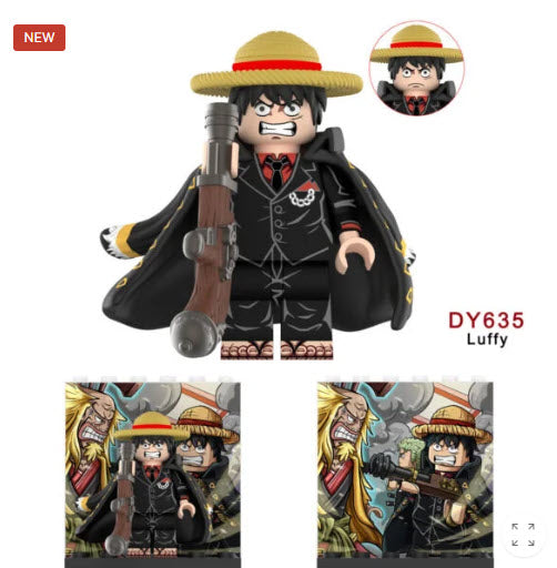 Custom LEGO  minifigure from Demon Slayer, featuring vibrant hair, a bloody chainsaw accessory, and detailed attire, blending elements from Attack on Titan and Amazing Digital Circus, capturing the essence of an anime-inspired warrior.