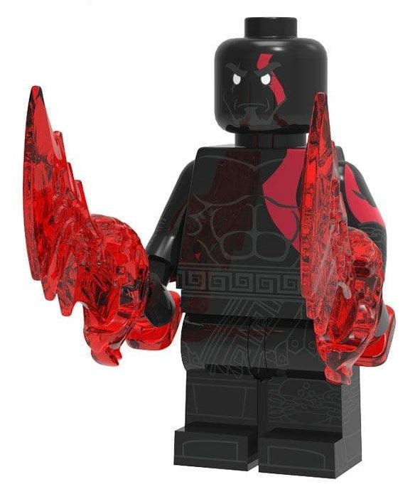 Kratos LEGO minifigure  
spartan warrior custom figure  
fan made god of war toy  
red war paint LEGO minifig  
norse mythology hero minifigure  
axe wielding brick warrior  
custom mythology LEGO  
video game inspired LEGO figure
