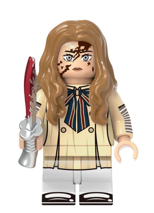 m3gan LEGO minifigure  
AI doll custom figure  
creepy android minifig toy  
fan made sci fi minifigure  
horror doll LEGO compatible  
killer doll custom figure  
robot doll brick toy  
