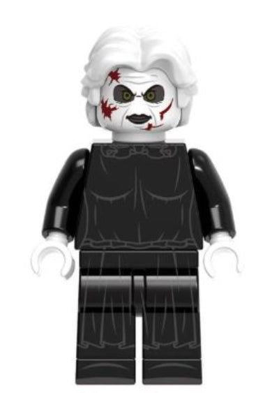 mary shaw LEGO minifigure  
ventriloquist horror custom figure  
creepy puppet mistress minifig  
fan made horror minifig toy  
dead silence inspired minifigure  
gothic dress LEGO compatible  
custom spooky minifigure  
