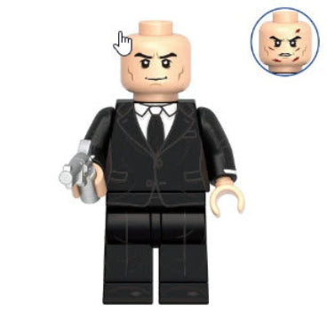 Custom building block villain figure in armored suit – LEGO-compatible and made from high-quality ABS plastic