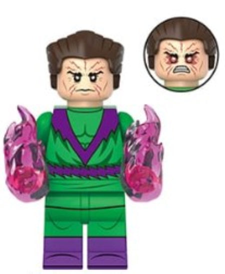 molecule man LEGO minifig, cosmic matter manipulator toy, reality warper LEGO-compatible figure