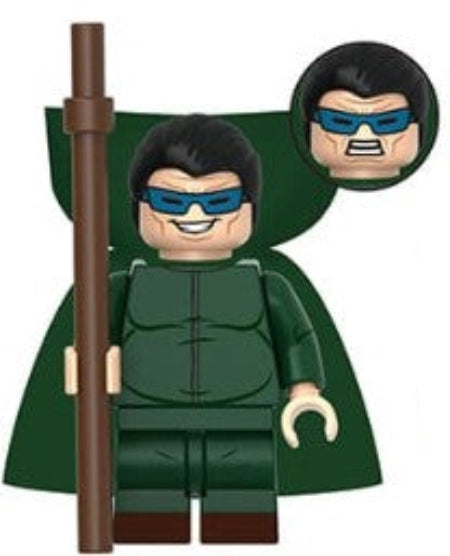 mole man LEGO minifig, underground villain toy, subterranean ruler LEGO-compatible figure