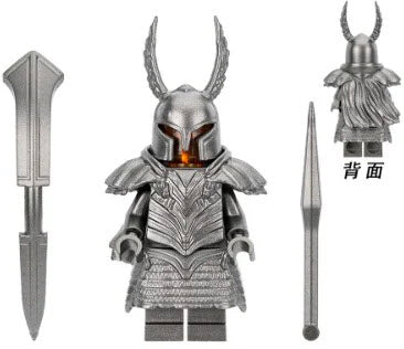 Silver Dark Soul Knight Custom LEGO Minifigure with silver armor, flowing cape, and dark soul accents