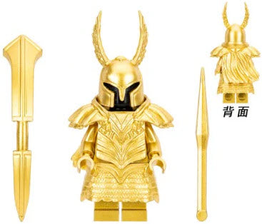 Gold Dark Soul Knight Custom LEGO Minifigure with silver armor, flowing cape, and dark soul accents
