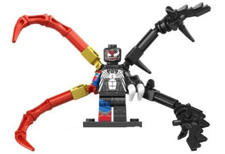 Venom Spider-Man Custom LEGO Minifigure in Black and White Suit with Symbiotic Details – High-Quality ABS Plastic