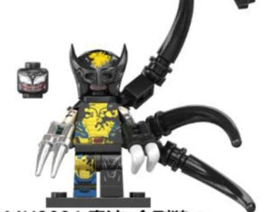 Venom Wolverine Custom LEGO Minifigure with Yellow-and-Black Suit, Claws, and Symbiotic Details – High-Quality ABS Plastic