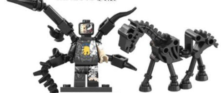 Venom Custom LEGO Minifigure with Symbiotic Horse, Featuring Black and White Design, High-Quality ABS Plastic