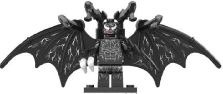 Venom Custom LEGO Minifigure with Massive Symbiotic Wings, Black Suit, and White Spider Emblem – High-Quality ABS Plastic