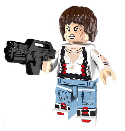 ellen ripley LEGO minifig, sci fi heroine toy, space survivor LEGO-compatible figure
