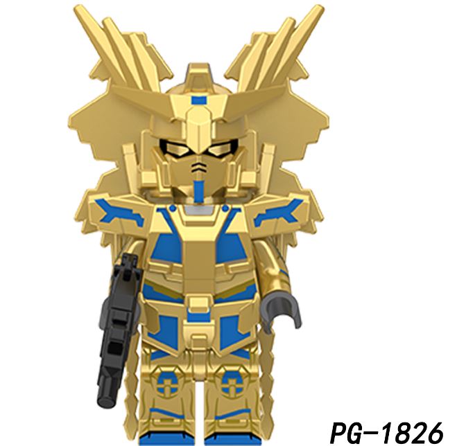 Custom LEGO Gundam minifigure featuring intricate armor design, vibrant colors, and signature weapons, embodying the futuristic mech aesthetic from the iconic anime series, showcasing dynamic articulation and detailing that capture the spirit of the Gundam universe.