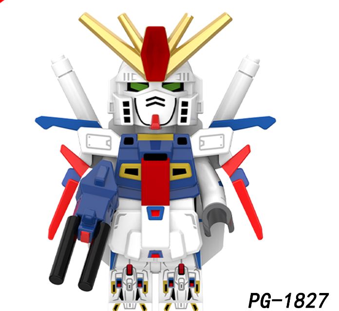 Custom LEGO Gundam minifigure featuring intricate armor design, vibrant colors, and signature weapons, embodying the futuristic mech aesthetic from the iconic anime series, showcasing dynamic articulation and detailing that capture the spirit of the Gundam universe.