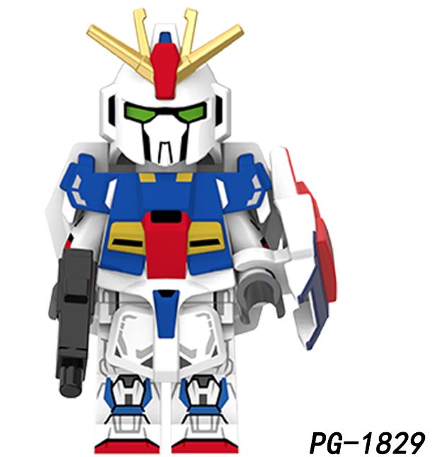 Custom LEGO Gundam minifigure featuring intricate armor design, vibrant colors, and signature weapons, embodying the futuristic mech aesthetic from the iconic anime series, showcasing dynamic articulation and detailing that capture the spirit of the Gundam universe.