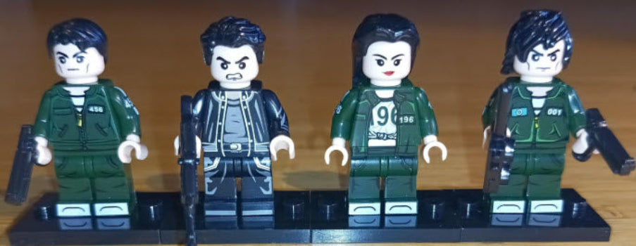 Custom building block figures of game contestants and masked guards – compatible with LEGO bricks, made from durable ABS plastic

