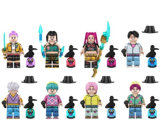 k pop demon hunters LEGO minifigs  
kpop custom minifigure set  
anime style LEGO compatible  
fan made fantasy kpop minifigs  
music warrior minifigure pack  
custom lego figures demon hunter  
