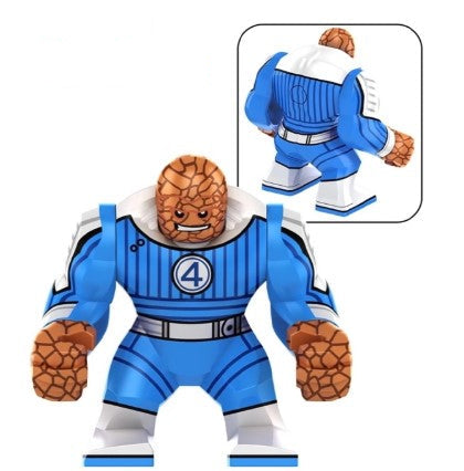 thing LEGO minifigure  
rock titan superhero minifig  
orange cracked stone figure  
fan made avengers custom toy  
fantastic team inspired LEGO  
LEGO compatible superhero figure  
custom brick powerhouse  

