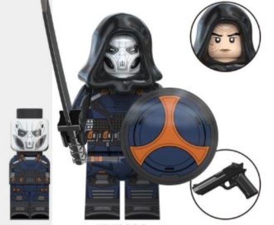 Taskmaster LEGO minifigure
hooded mercenary minifig
custom tactical villain LEGO
sword and shield superhero enemy
fan made marvel inspired figure
combat mimic minifig
LEGO compatible assassin
copycat warrior brick figure
