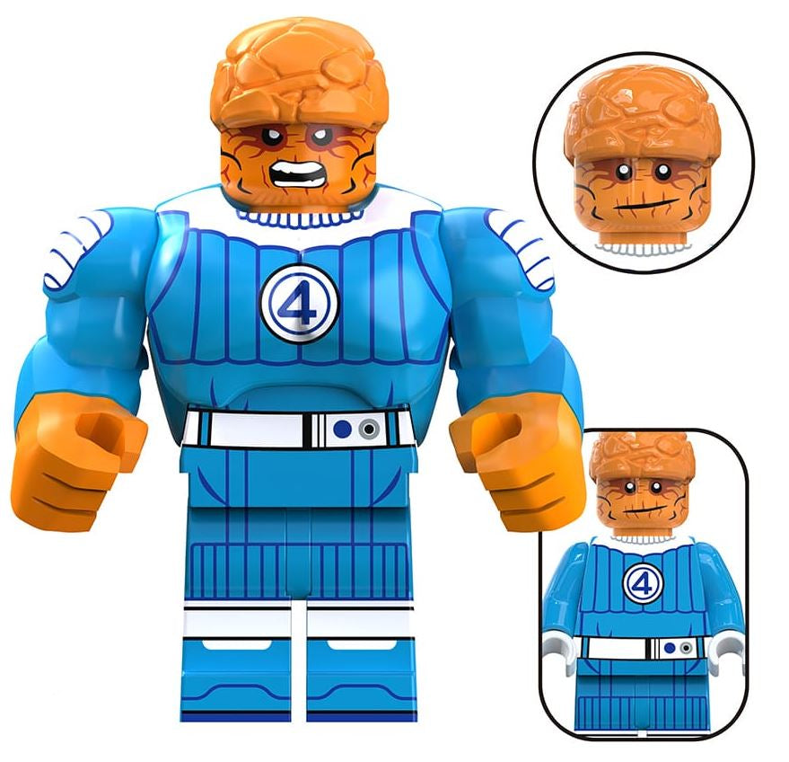 thing LEGO minifigure  
rock titan custom minifig  
orange stone superhero toy  
fan made fantastic four figure  
superhero powerhouse LEGO compatible  
comic-inspired minifigure  
