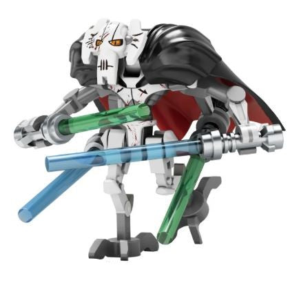 General Grievous Custom LEGO Minifigure with Four Lightsabers, Articulated Limbs, and Skeletal Frame, High-Quality ABS Plastic