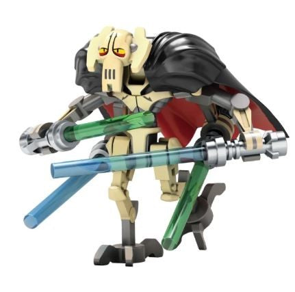 General Grievous Custom LEGO Minifigure with Four Lightsabers, Articulated Limbs, and Skeletal Frame, High-Quality ABS Plastic