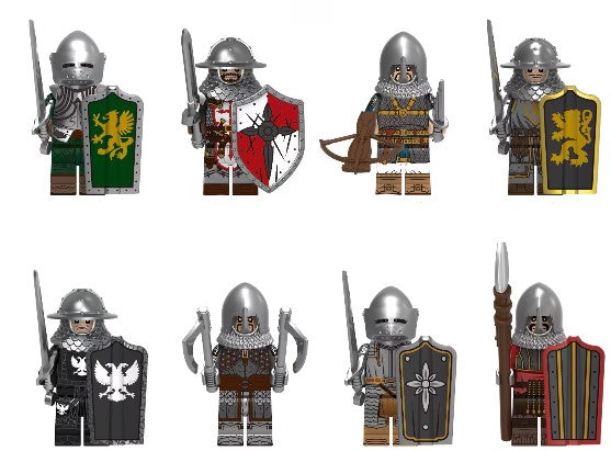 medieval LEGO minifigure set  
custom knight minifigs  
fantasy warrior LEGO compatible  
castle army minifigure pack  
fan made medieval figures  
archer mage knight minifigs  
brick kingdom builders  
