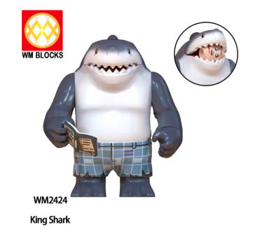 King Shark from Suicide Squad Custom LEGO Minifigure with menacing shark features and aquatic textures
