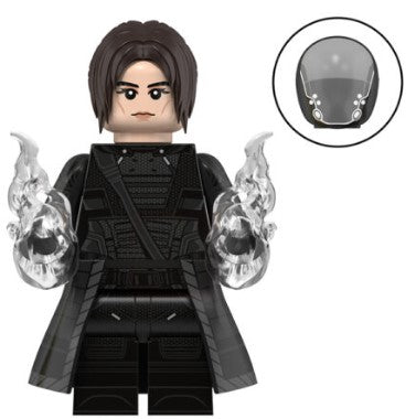 Custom Ghost-inspired minifigure with white hood and stealth gear, compatible with LEGO bricks