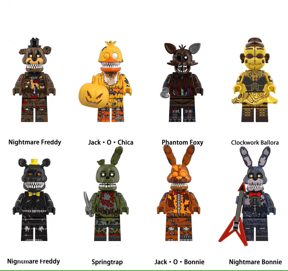 Custom LEGO Nightmare Freddy Minifigure with Sharp Teeth and Claws
