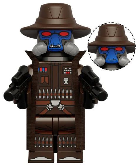 Cad Bane Custom LEGO Minifigure - Star Wars Bounty Hunter with Hat and Dual Blasters