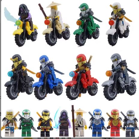 Set of 8 Ninjas with motorcycles - Toys Galore LLC